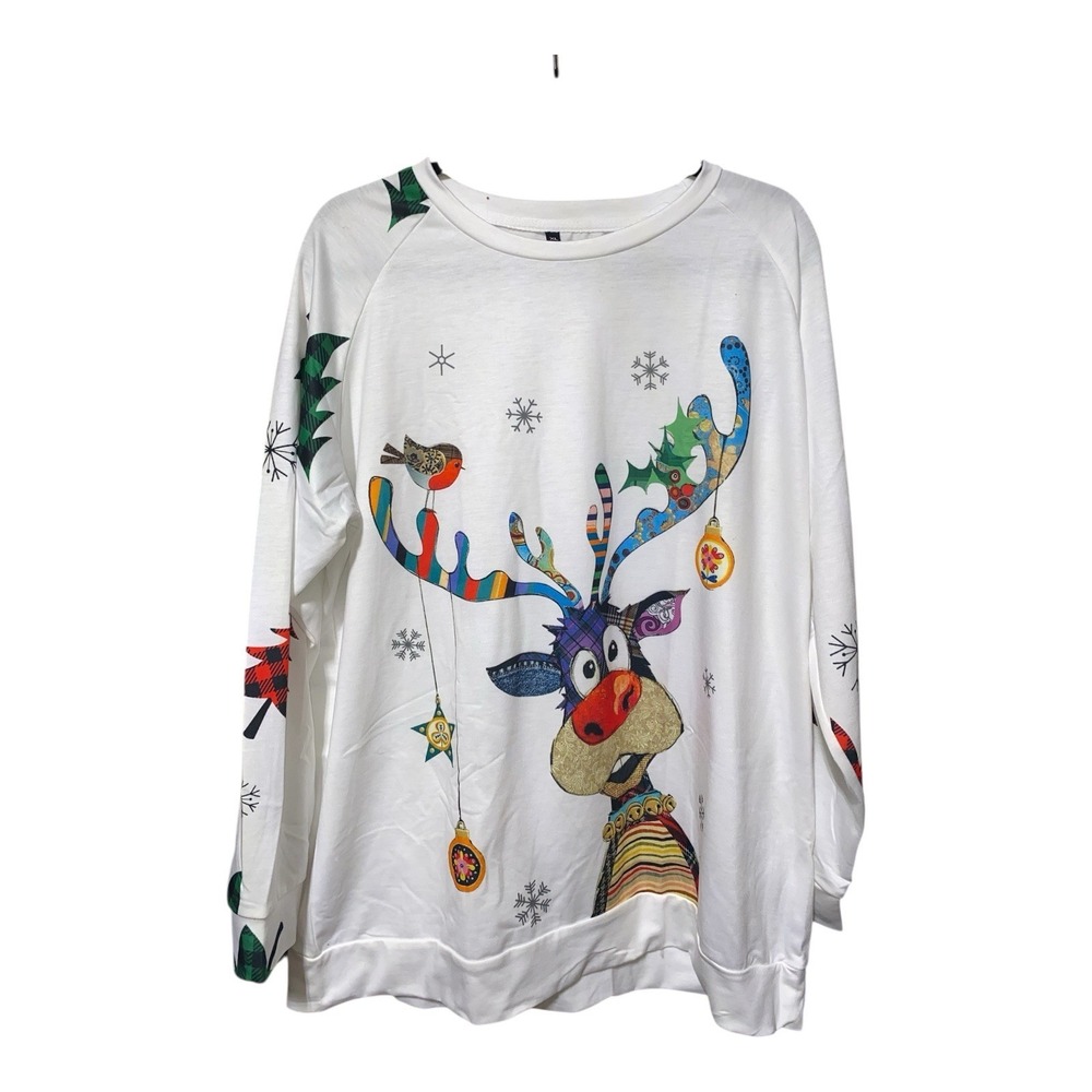 Rudolph the Red Nosed‎ Reindeer Pullover Happy Holidays Sweatshirt Large